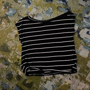 Women's Black & White Striped Short Sleeve Tee